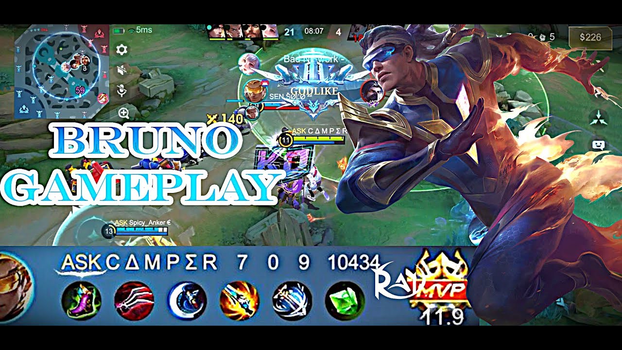 BRUNO IS OP !! ITEMS BRUNO PRO PLAYER BUILD | BRUNO GAMEPLAY |