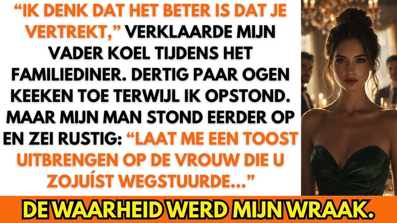 Mijn vader zei “Ga nu weg” — mijn man stond op en zei: “Laat me eerst proosten”