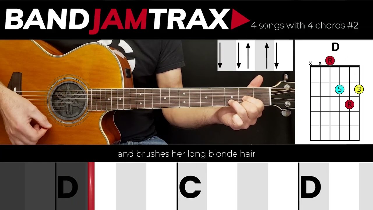 4 Songs with 4 Chords #2 -  G Em C D | EASY GUITAR LESSON | Scrolling Chords & Lyrics