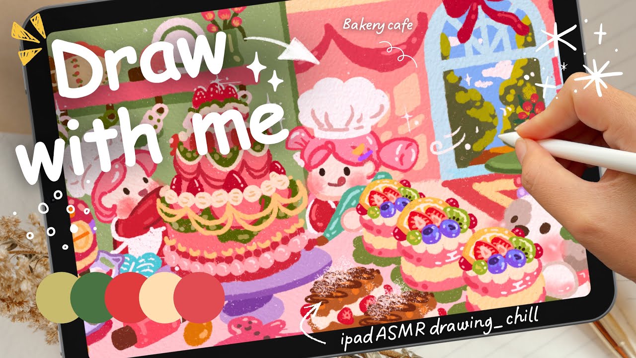 🌱(ASMR) ipad drawing of ‘A Cozy Day Baking Together’ 🍰 | cute & chill , cozy art