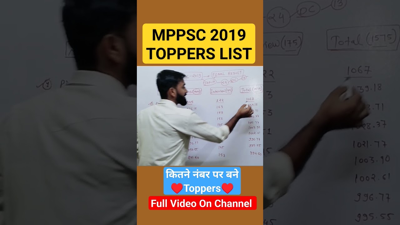MPPSC 2019 FINAL RESULT 🔥 कितने नंबर पर बने Toppers || Mppsc 2019 Topers, Mains, Interview Marks