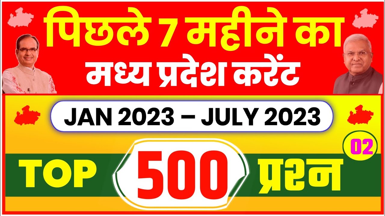 Jan - July 2023 MP Current Affairs | MP Current Affairs 2023 | MP Current Affairs 2023 in hindi |