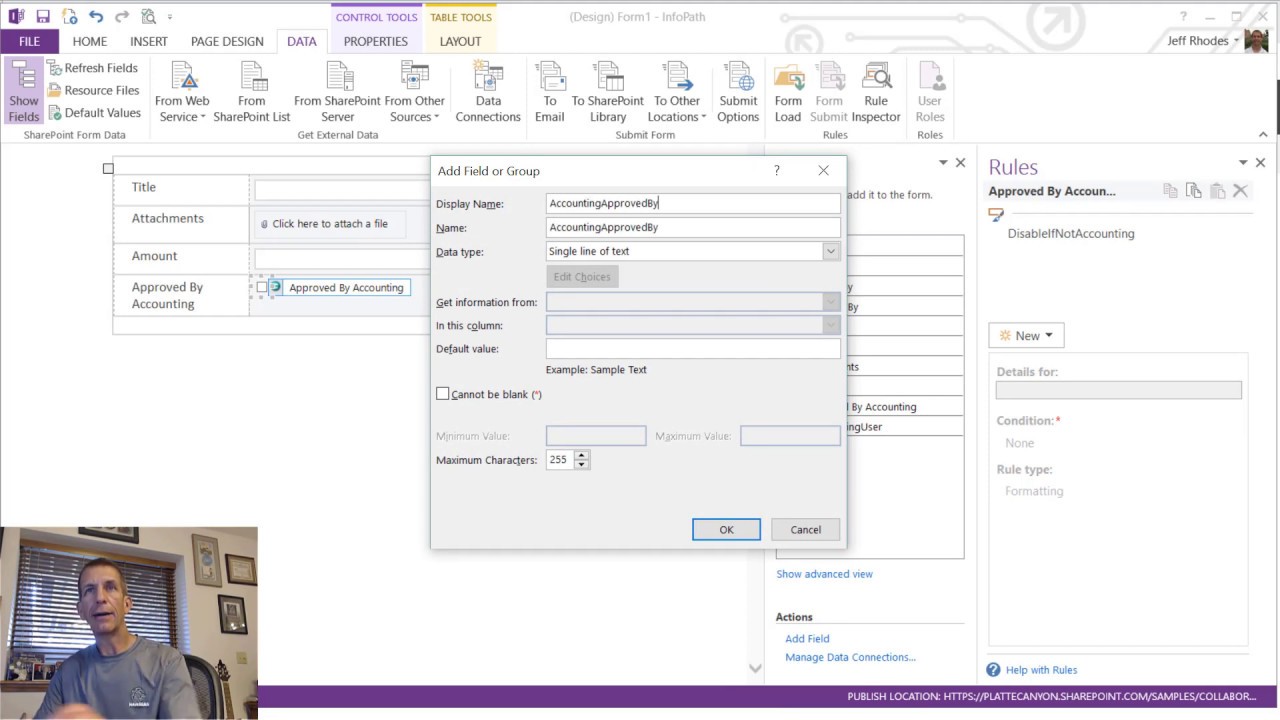 Disabling InfoPath Controls Based on a List of Users