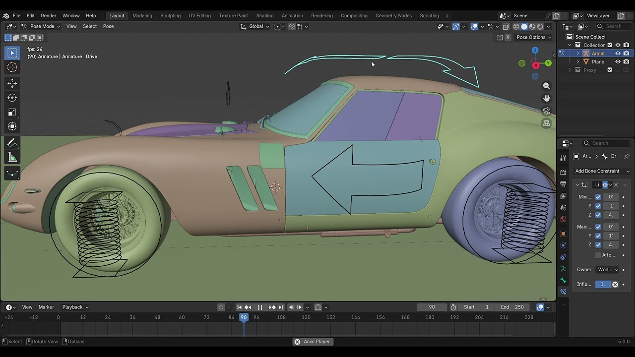 Car Rigging Demo | Ferrari 250 GTO | Blender Vehicle Rig