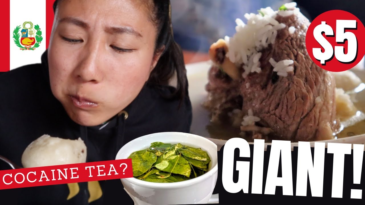 $5 GIGANTIC Lamb soup -  Mysterious Potato - COCA TEA !?- 🇵🇪 San Pedro Market Cusco Peru CHEAP EATS!