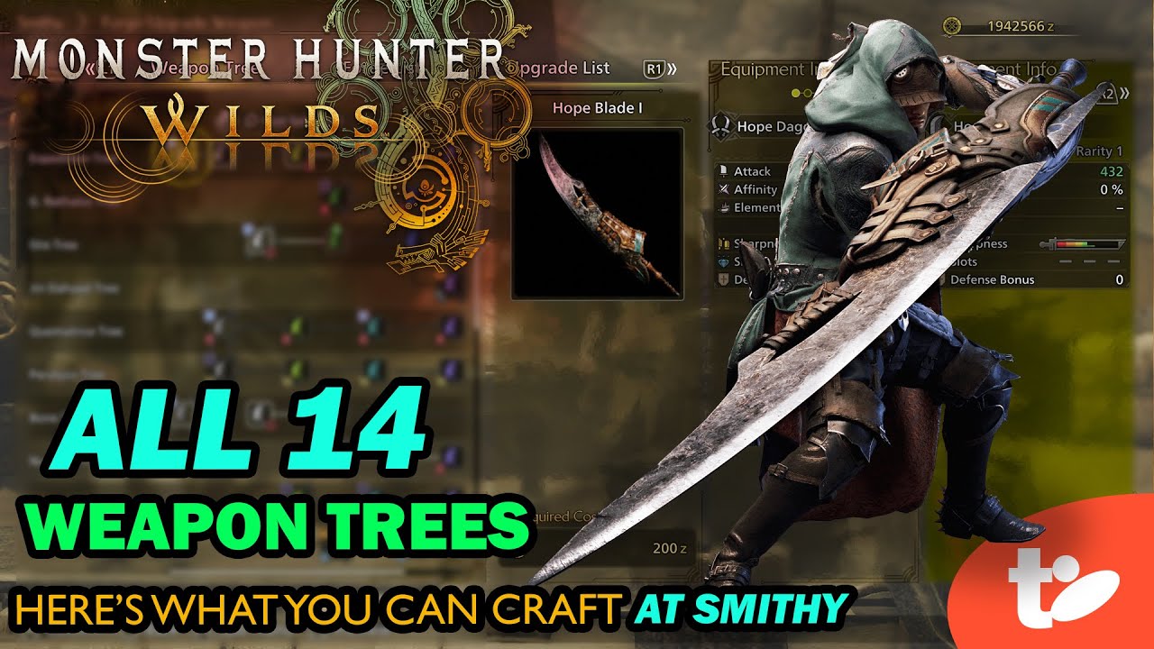 Monster Hunter Wilds: All Weapons and Weapon Trees at Smithy