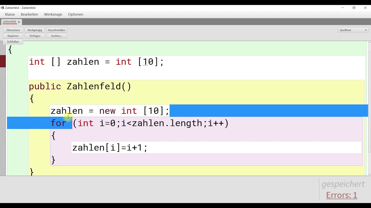 Arrays und Methoden mit BlueJ implementieren