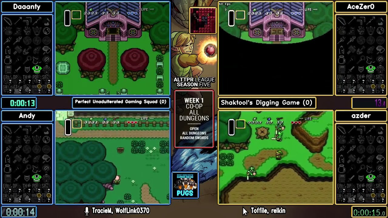 ALTTPR League Week 1 - All Dungeons Co-op - Andy/Daaanty vs Azder/AceZero