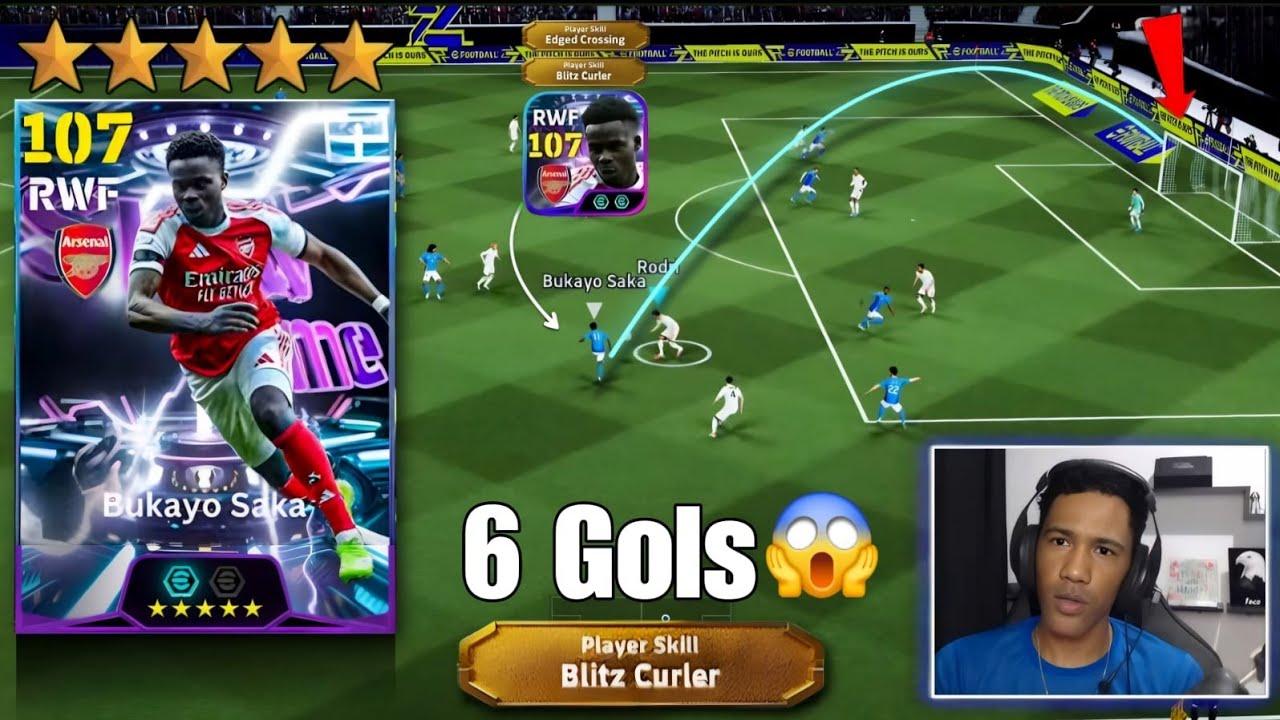 🤯 Saka blitz curler perfeito no efootball 2026 Mobile