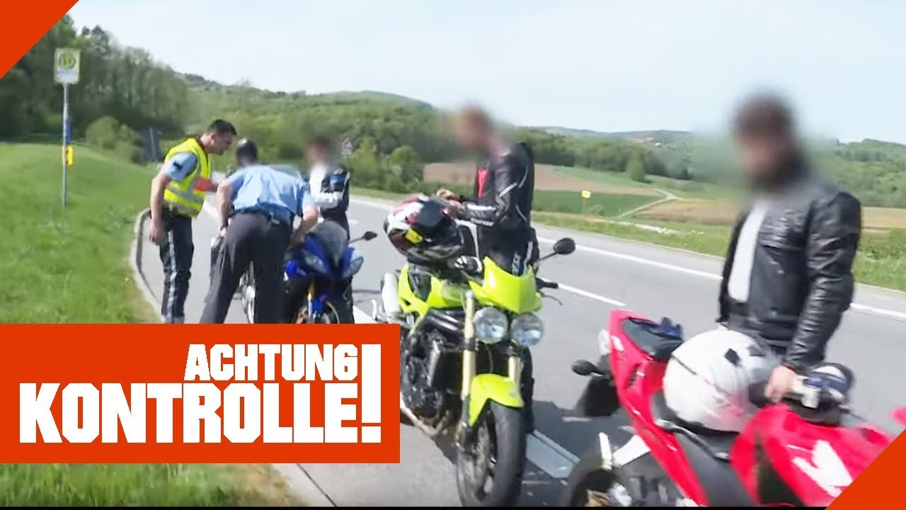 Zu schnell gefahren: Rasant fahrende Motorradgruppe wird angehalten | Achtung Kontrolle | Kabel Eins