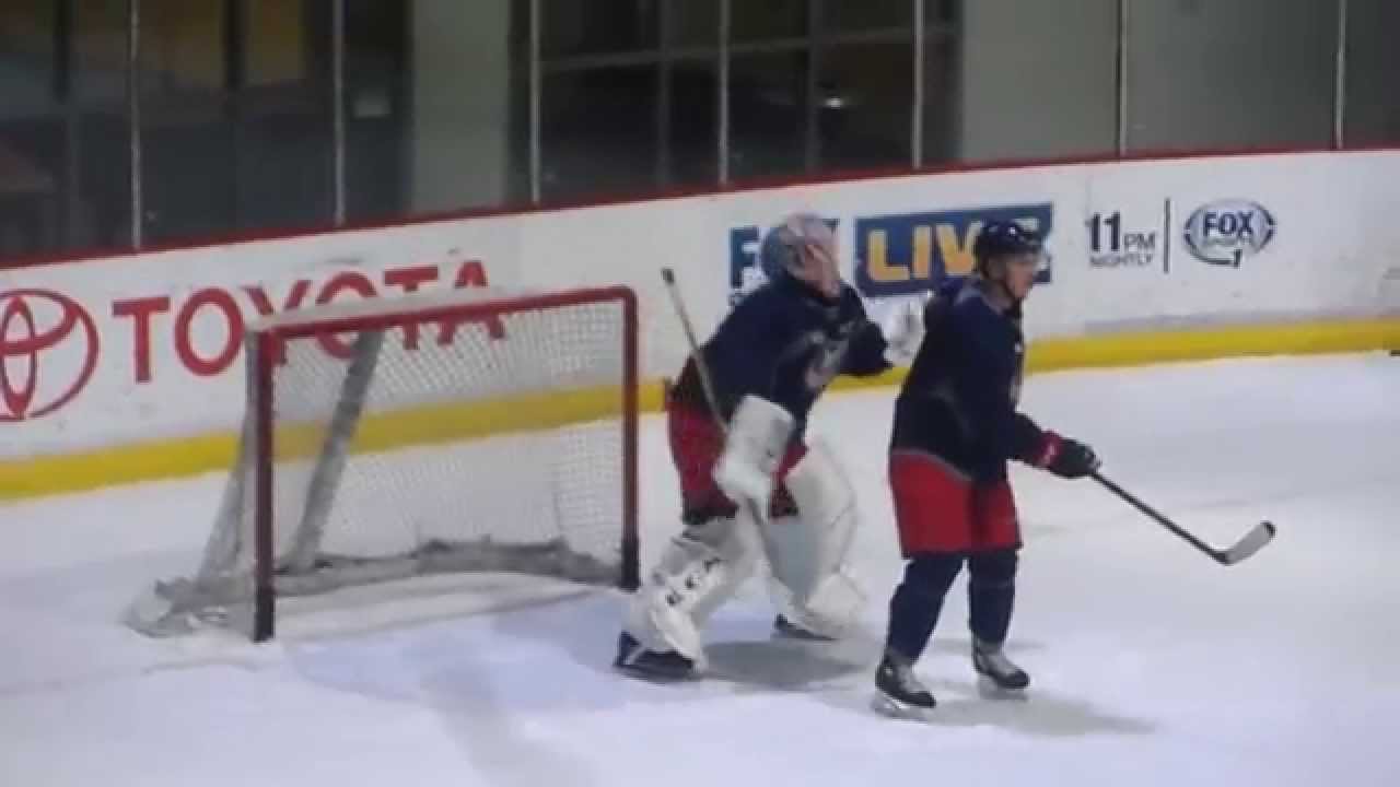 Columbus Blue Jackets Sergei Bobrovsky St. Patrick's Day Practice Drills 3/17/2015