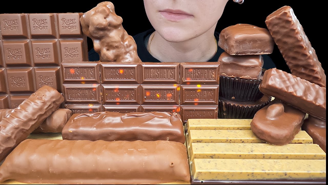 ASMR Chocolate Candy Bars *Snickers, Ritter Sport Honey Salt Almond, KitKat Mocha Duo, Twix, Reese's
