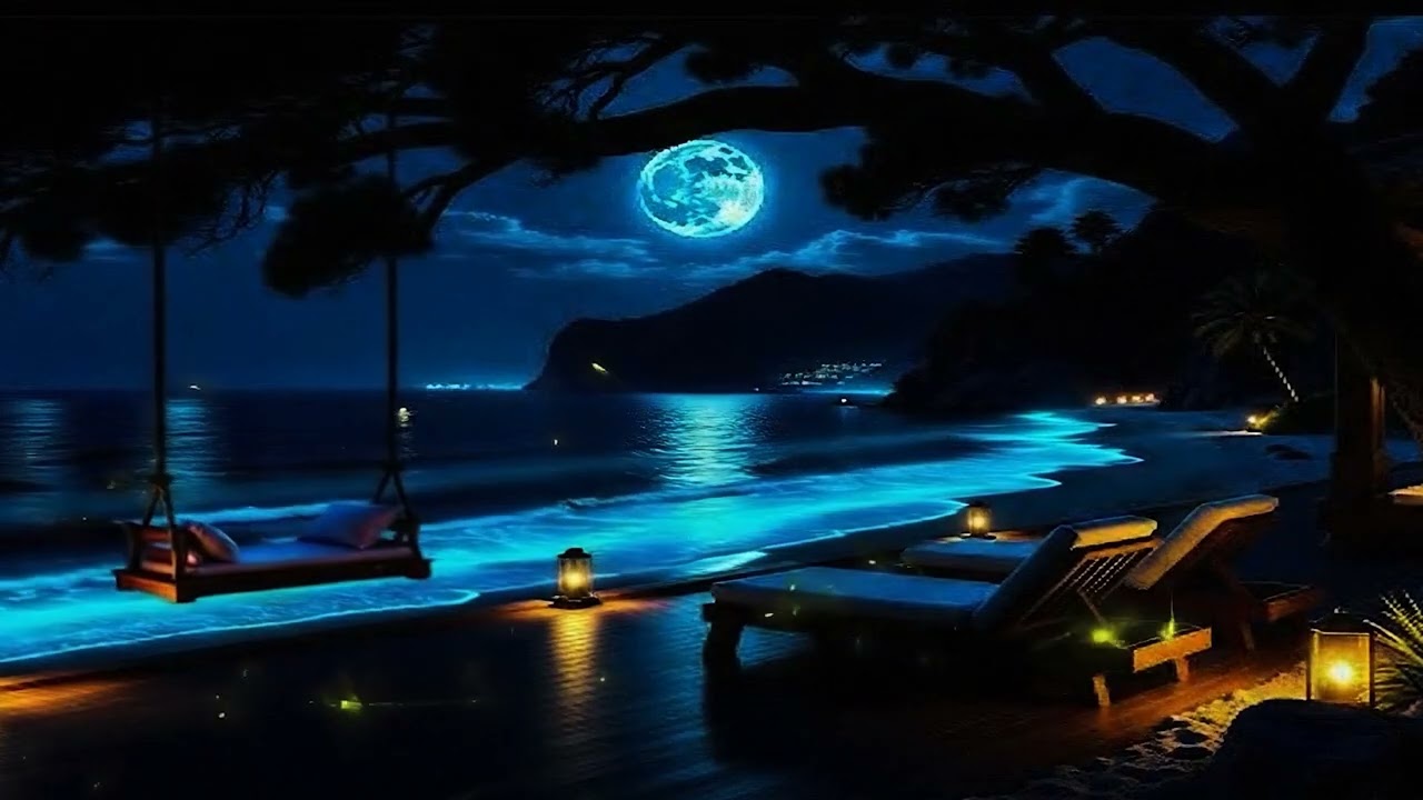 Dreamy Ocean Waves for Deep Sleep | Fantasy Glowing Sea Ambience