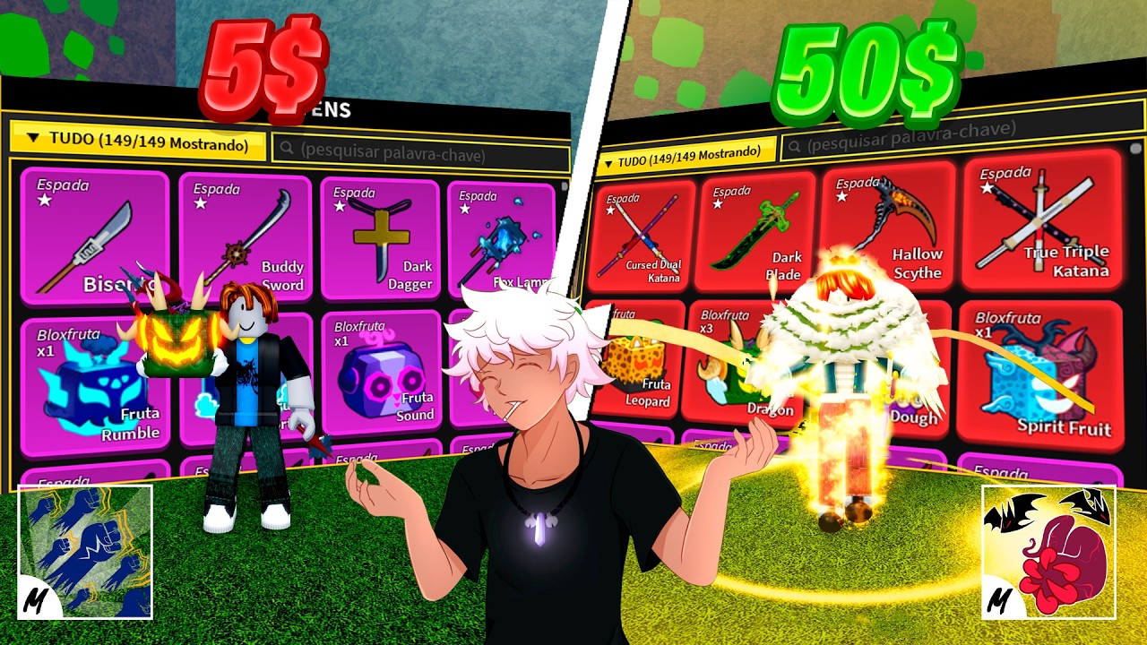 GASTEI 200R$ COMPRANDO 10 CONTAS DE BLOX FRUITS E ME SURPREENDI COM OQUE VEIO !!!!!