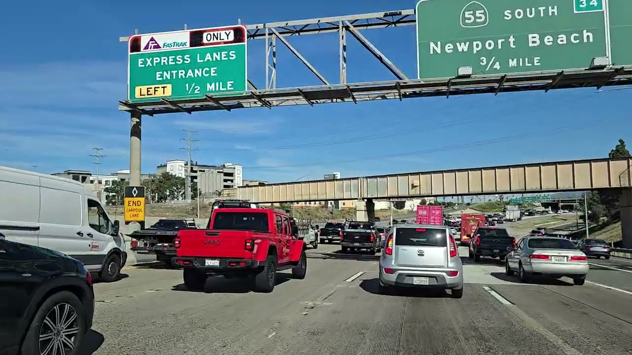 Morning freeway drive in ANAHEIM,CA |  Real Traffic Experience 🚗🌅(No music,No talking)