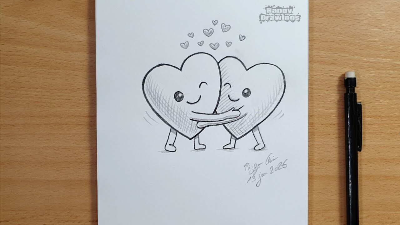 How to Draw Two Hugging Hearts | Easy Valentine’s Day Drawing