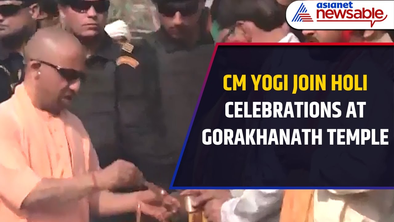 CM Yogi Join Holi Celebrations at Gorakhanath Temple, Sings &lsquo;Phag&rsquo; Songs | Asianet Newsable