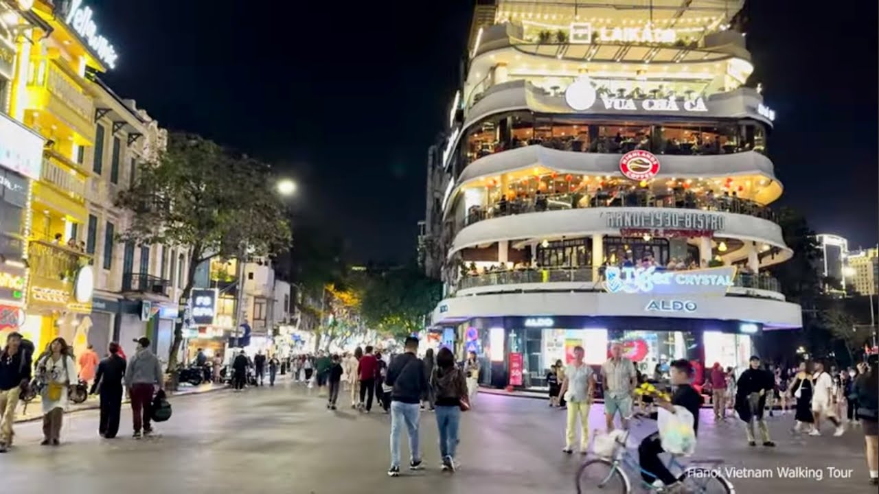 Night Walking Hanoi Old Quarter From Lo Su To Bao Khanh - Hanoi Vietnam 2024 - 4K HDR 60FPS