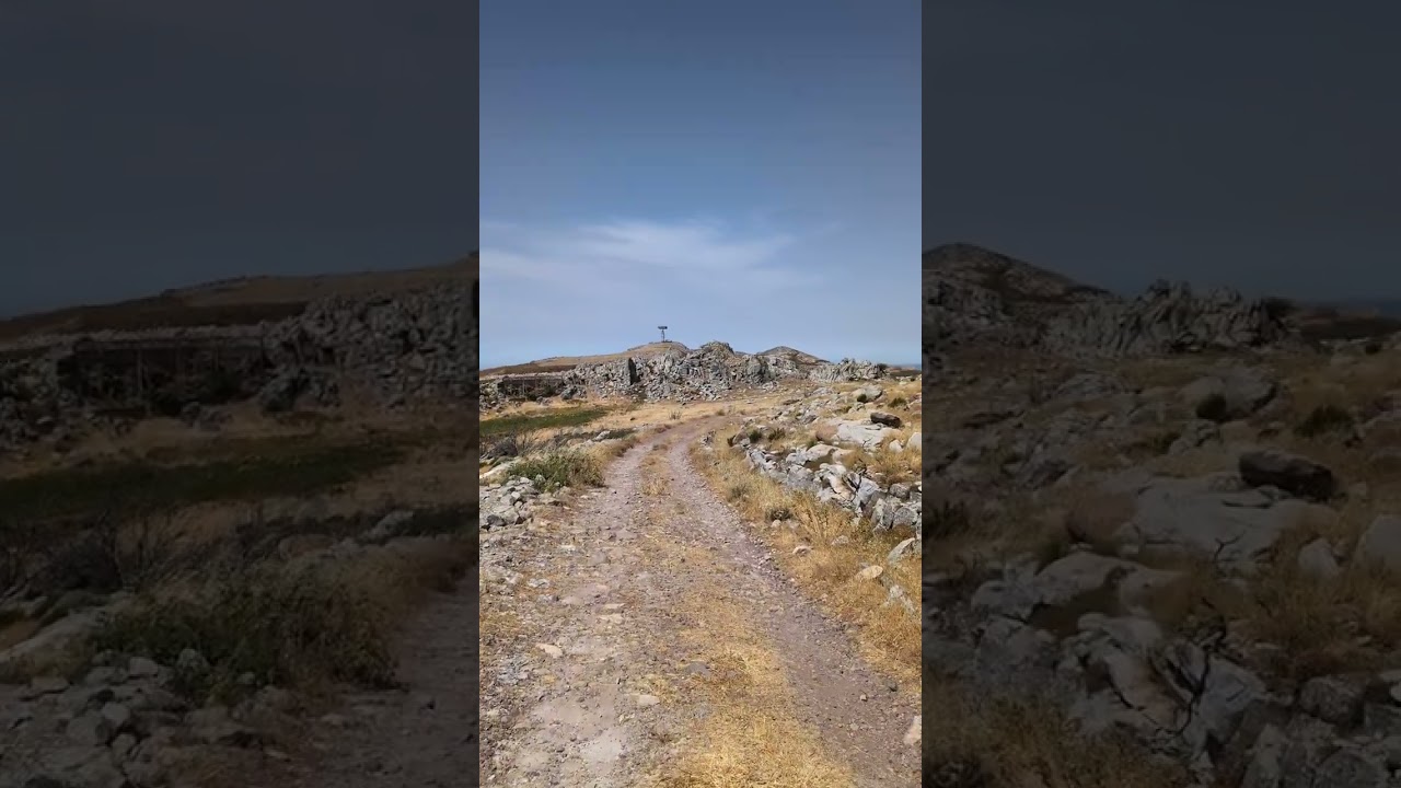 Hiking trail and view next to Monte Urtigu Sardinia.