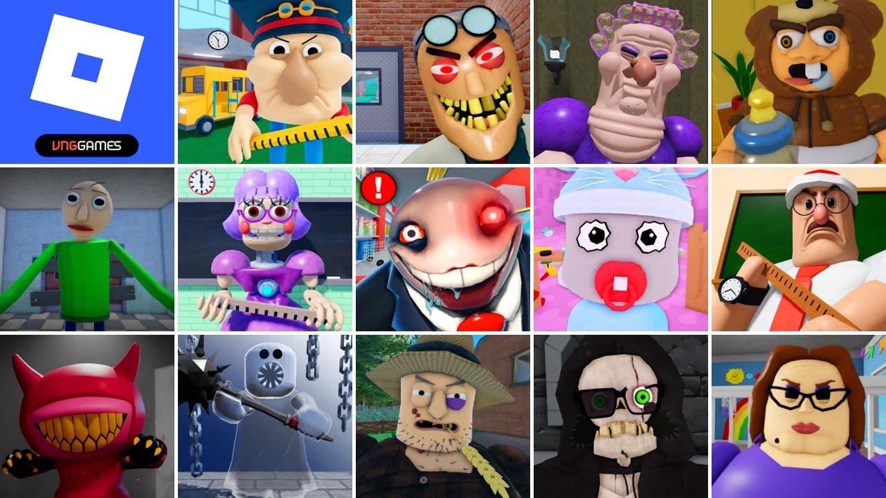 Roblox, EPIC SCHOOL, Escape Bob the Dentist, GRUMPY GRAN, Baby Teddy's Daycare, RUN FROM BALDI