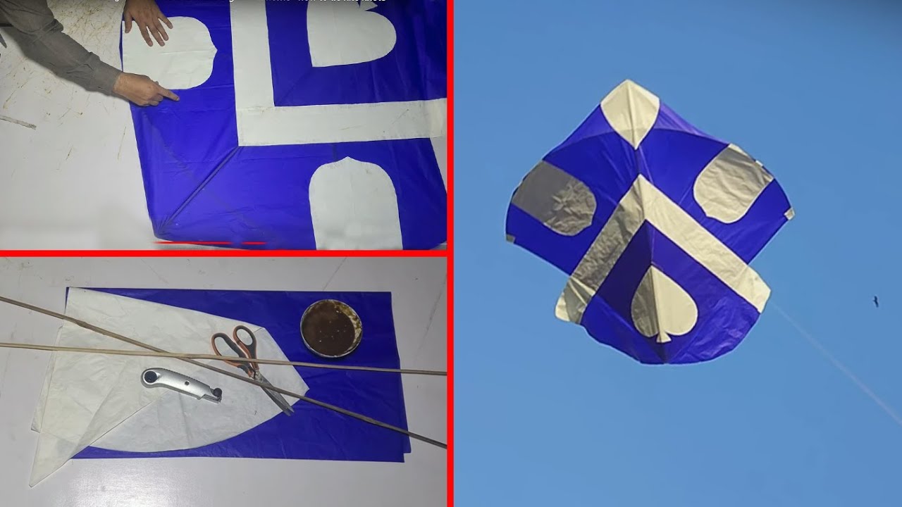 Professional 2.5 tawa kite making tutorial - How to make big kite at home - how to tie kite knots