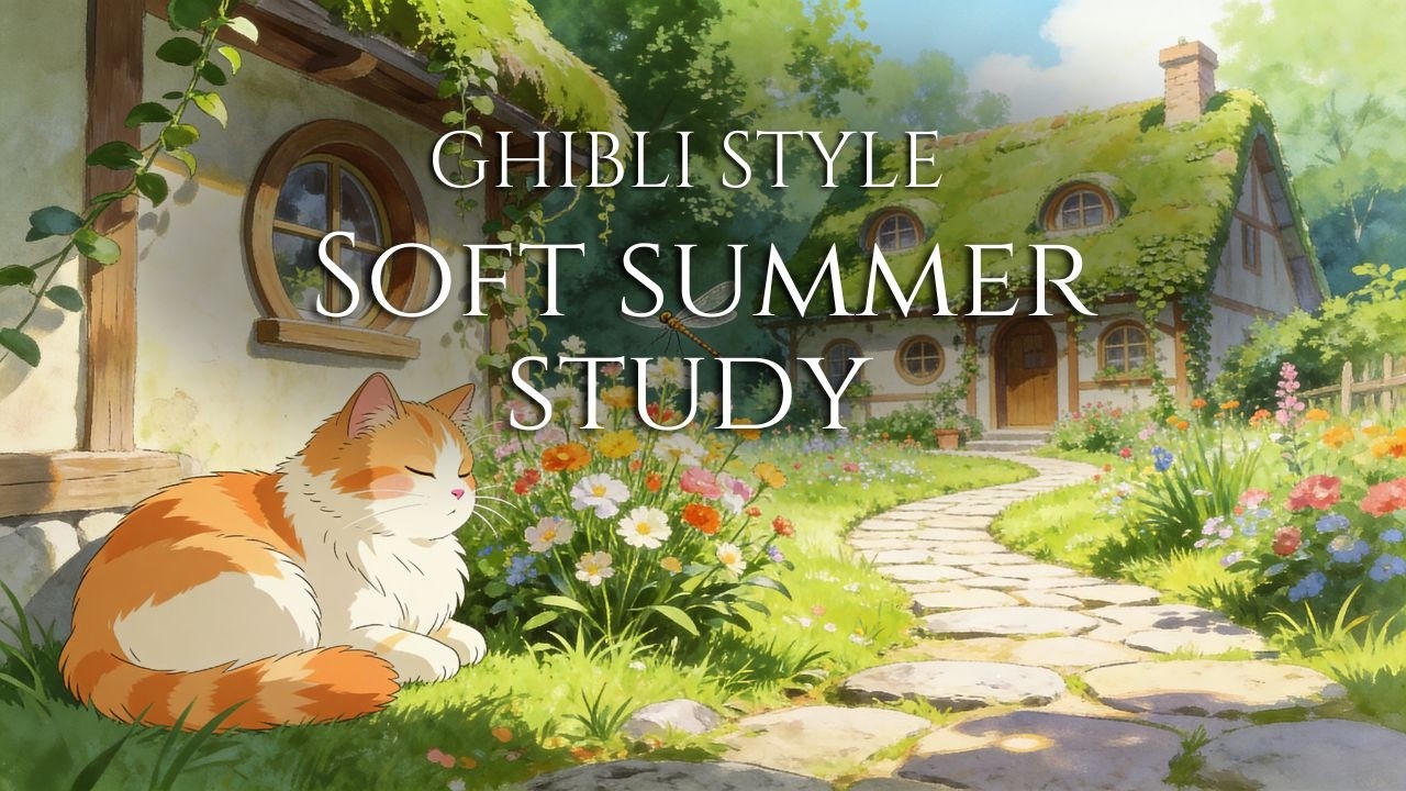 28 Min Calm Piano Lofi for Studying 🌻 Ghibli Summer Afternoon Ambience | Stress Relief & Focus
