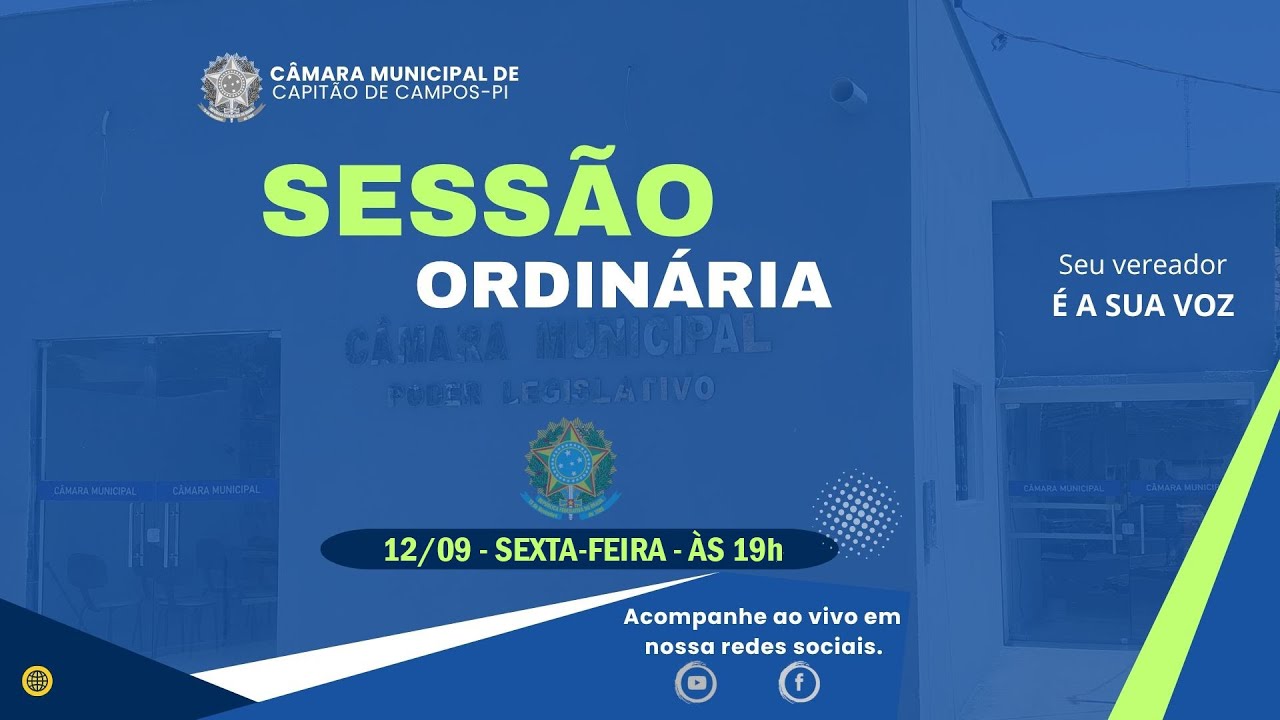 12.09.25 | Sessão Ordinária Câmara Municipal de Capitão de Campos -PI | 🎥 AO VIVO
