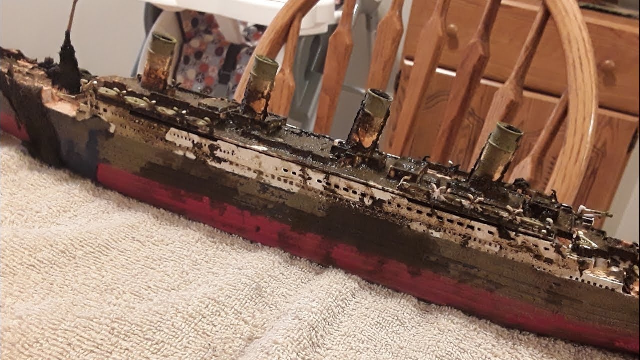 Retrieving a Titanic model that was at the bottom of a river for a week