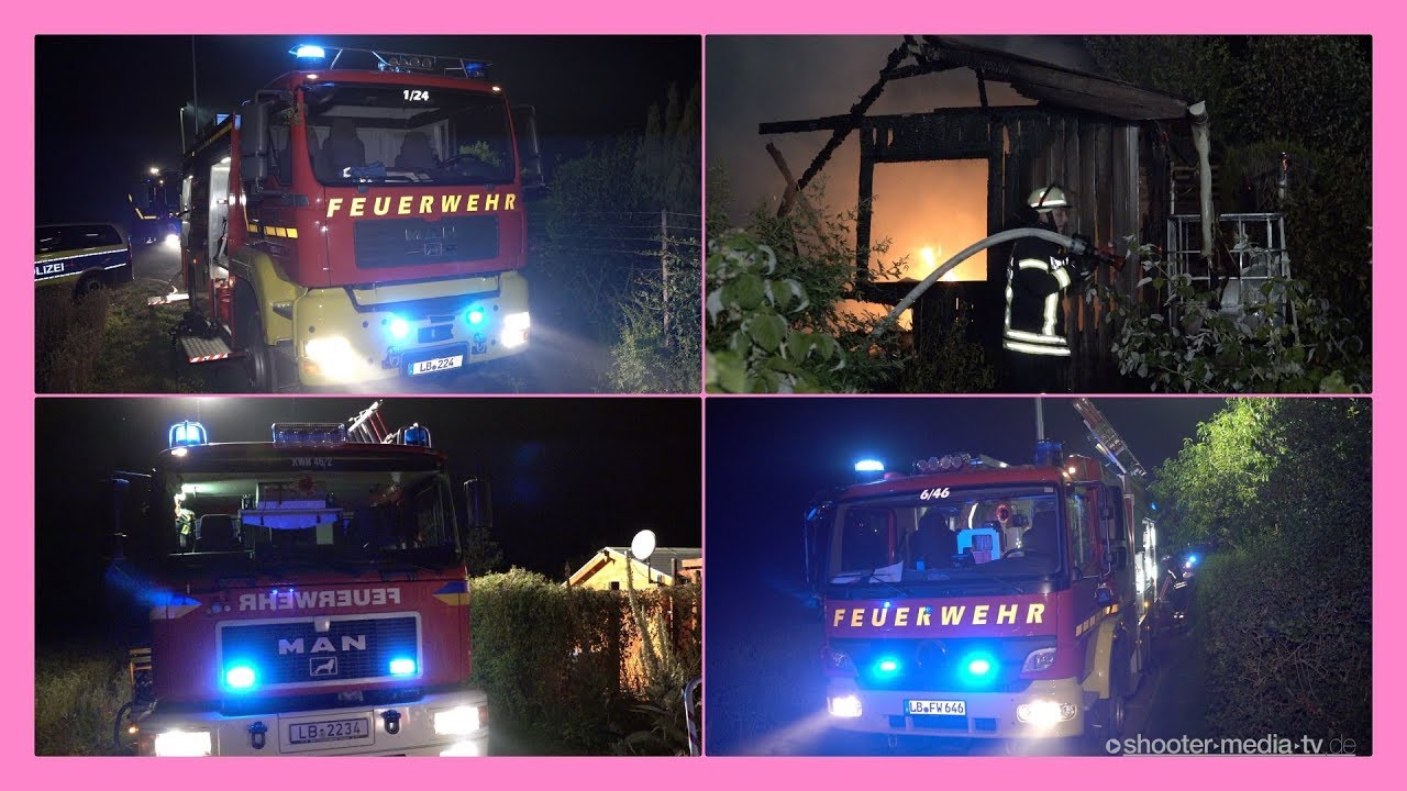 [FEUER in GARTENANLAGE] - Feuerwehr Ludwigsburg & Kornwestheim bei Löscharbeiten - FLAMMEN & RAUCH E