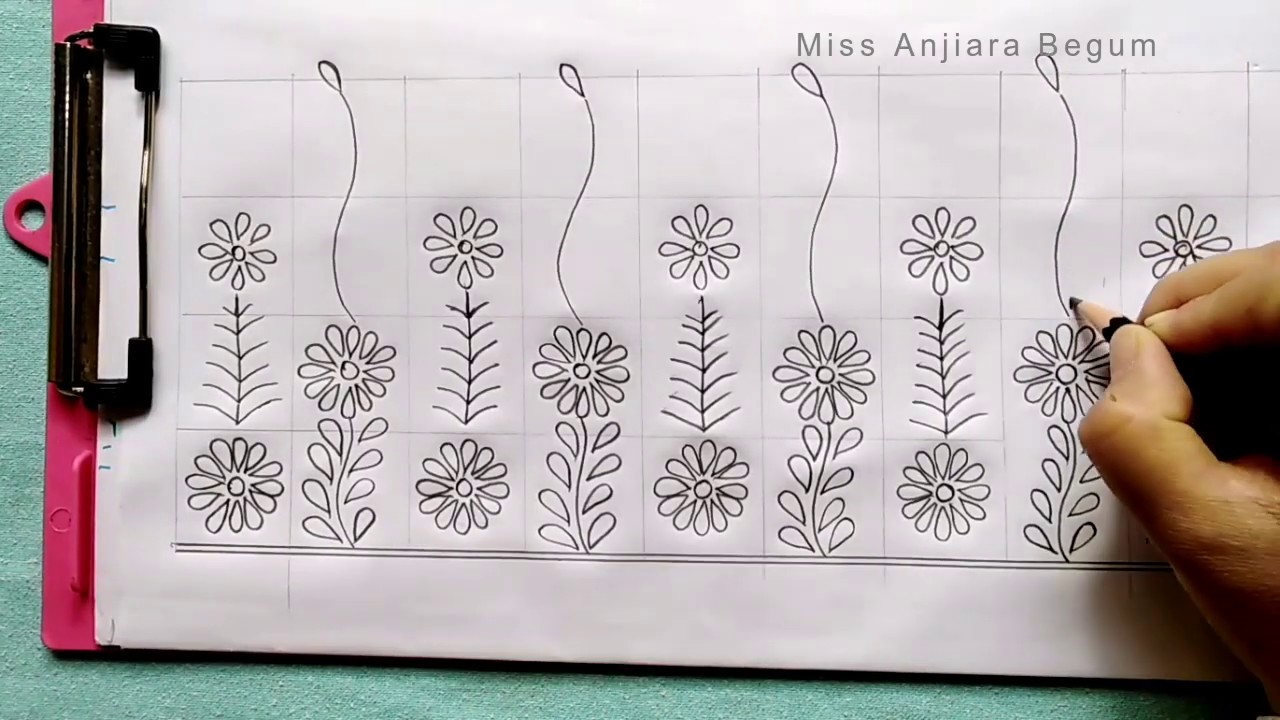 4 Free Border Embroidery Designs\Easy and Cute Pencil Drawing Designs\Step by Step Drawing #StayHome