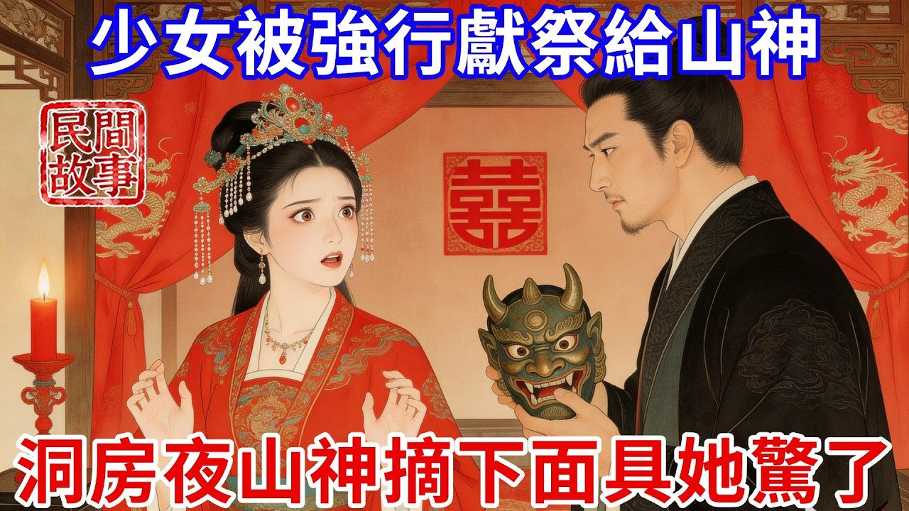 少女被村民強行獻祭給山神當新娘，洞房夜山神摘下面具的那一刻，她驚恐發現新郎竟然是自己的姐夫！#民間故事 #傳統文化 #原創虛構 #華語有聲書 #槐樹下聽書