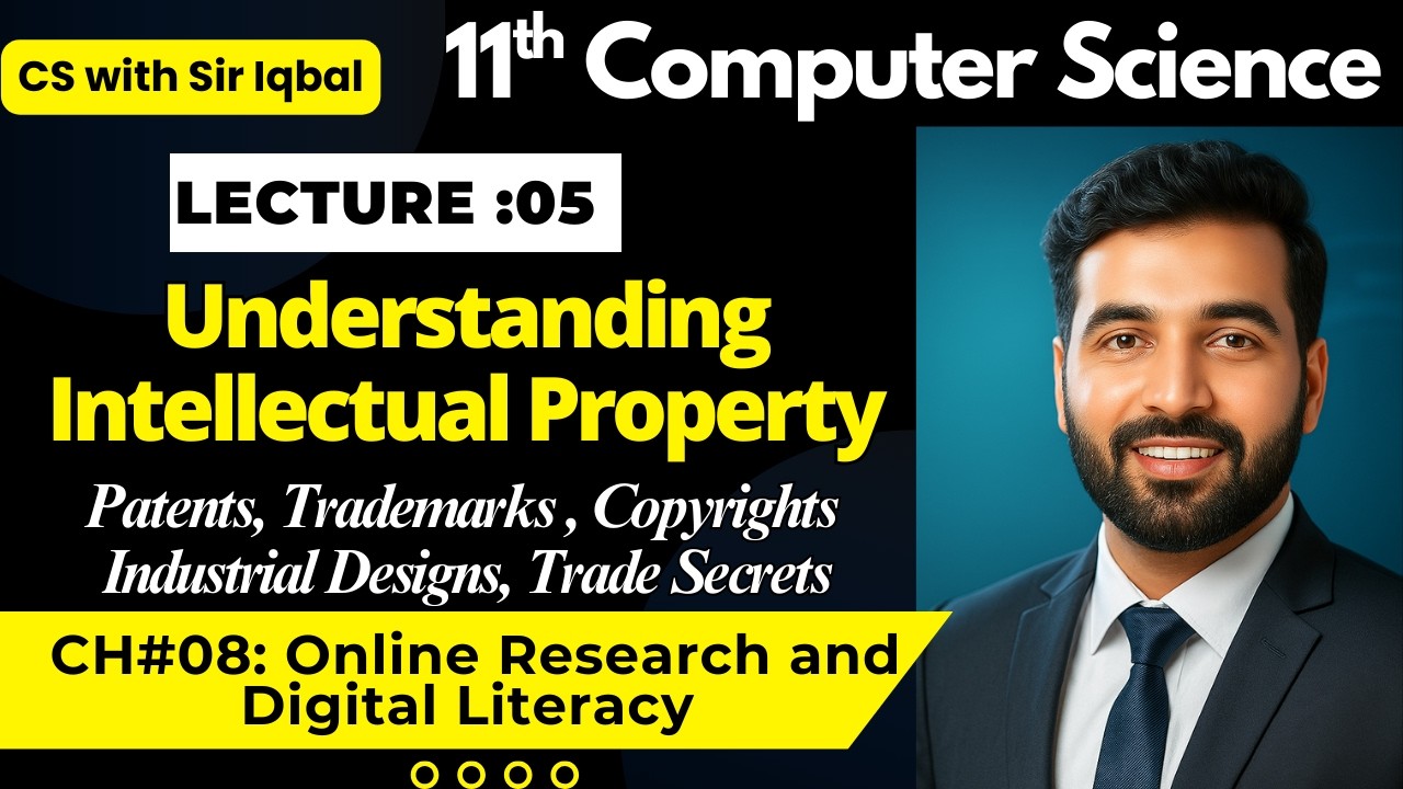 Intellectual Property Explained | 11th Class Computer Science| Ch 8 | Lec 5
