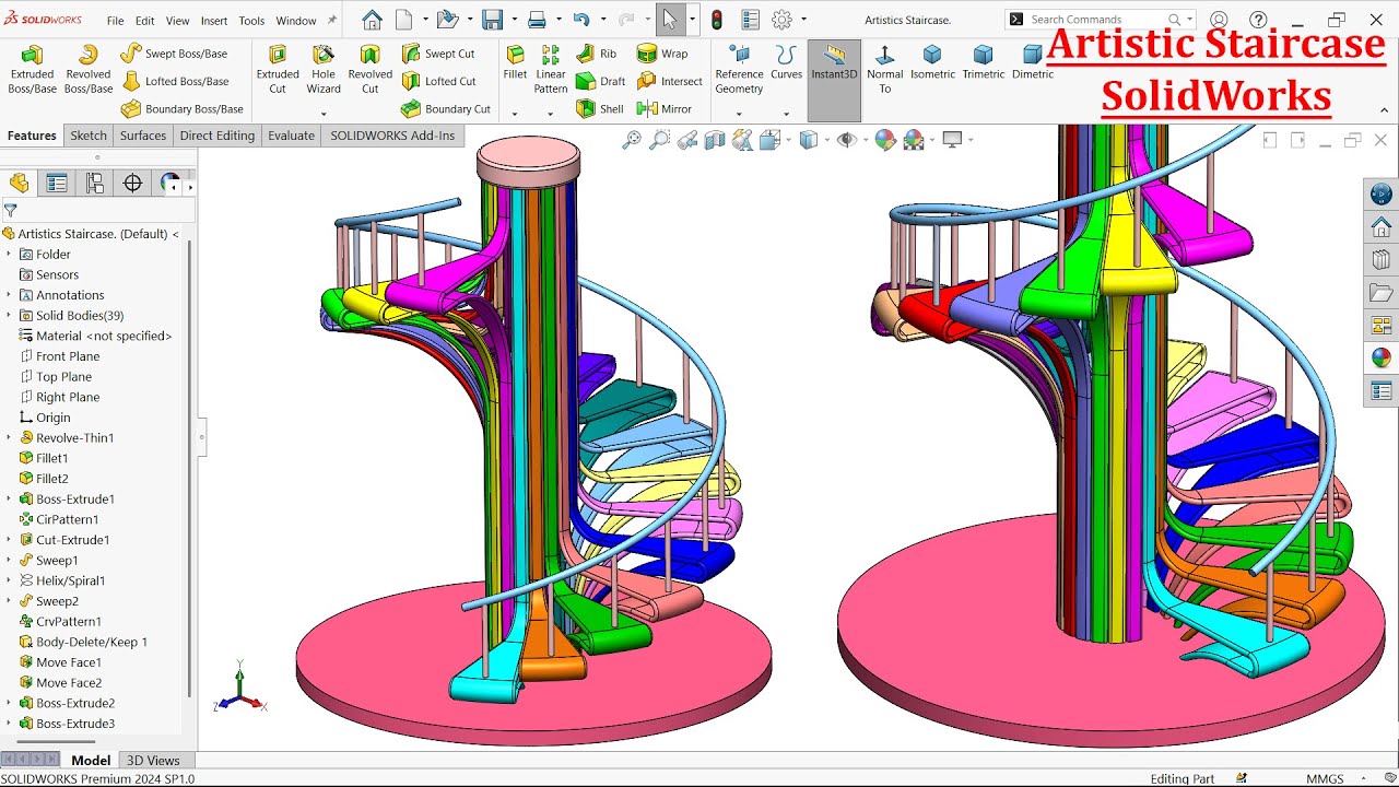 SolidWorks Advanced Tutorial-Artistic Staircase  Modeling