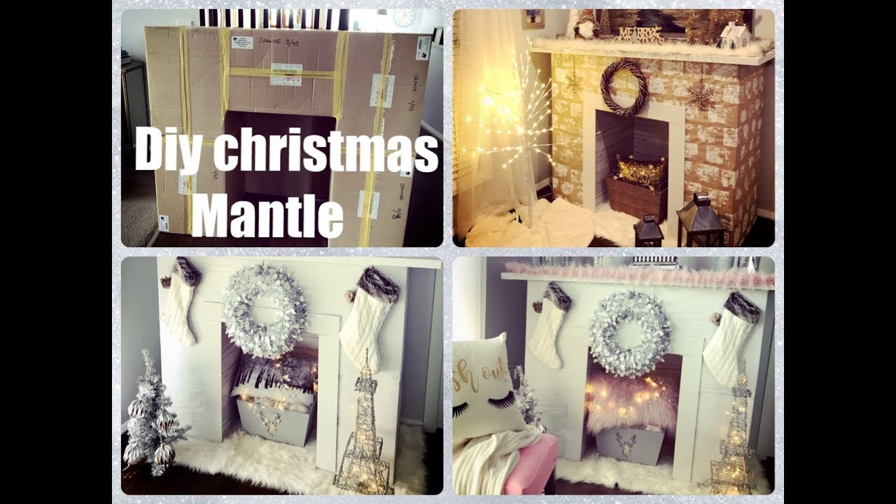 DIY GLAM CHRISTMAS FAUX FIREPLACE MANTLE OUT OF BOXES