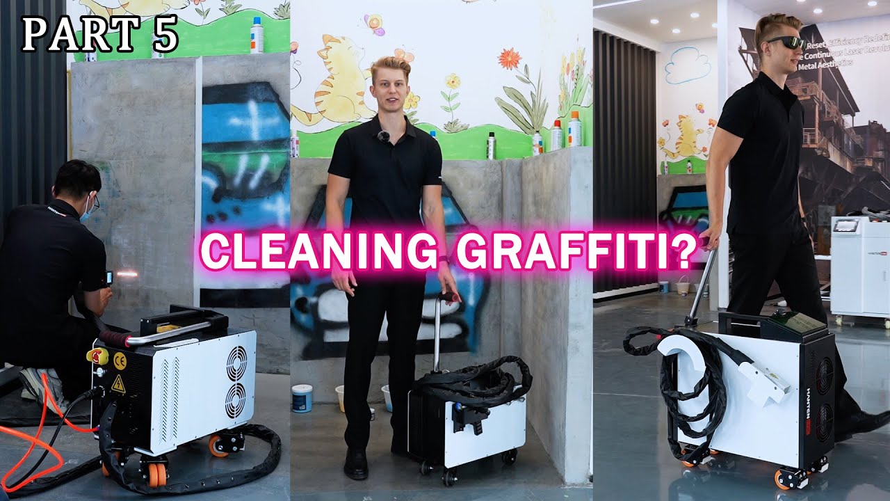 HANTENCNC 300W Pulsed Laser Cleaning Machine Non Destructive Removal of Urban Wall Graffiti
