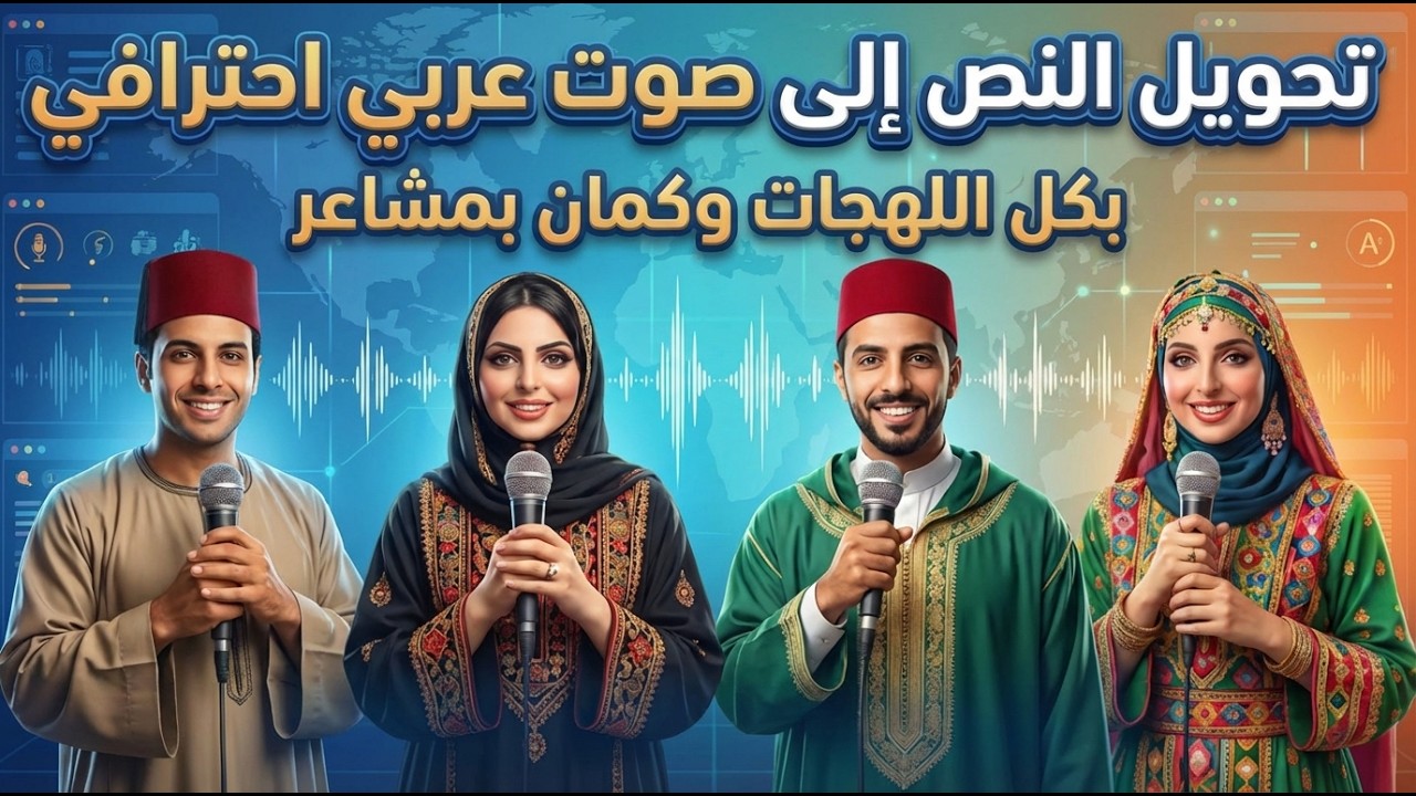 اعمل صوت عربي احترافي - تحويل النص الى صوت بالذكاء الاصطناعي - بجميع اللهجات