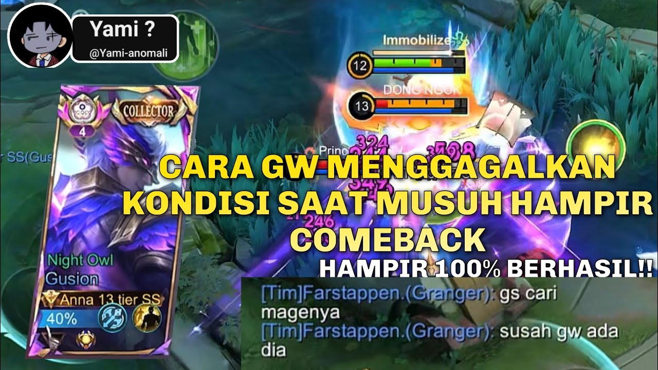 🔥Hampir Kena Comeback! Satu Momen Ini Jadi Penentu Kemenangan Gameplay Gusion MOBILE LEGENDS 