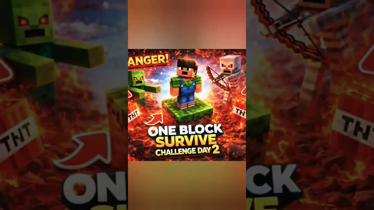 😱 one block survive challenge day 2 difficult hai 👀 