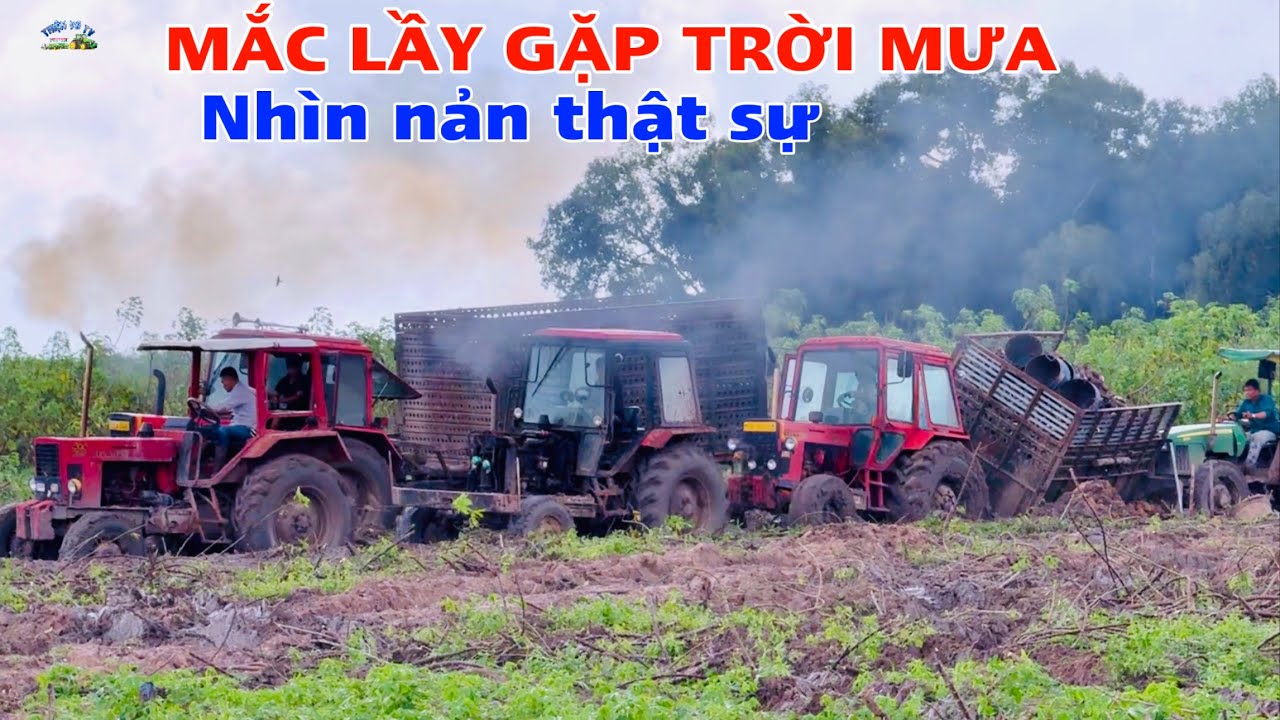 Giải cứu máy cày mắc lầy gặp đất cao su thanh lý