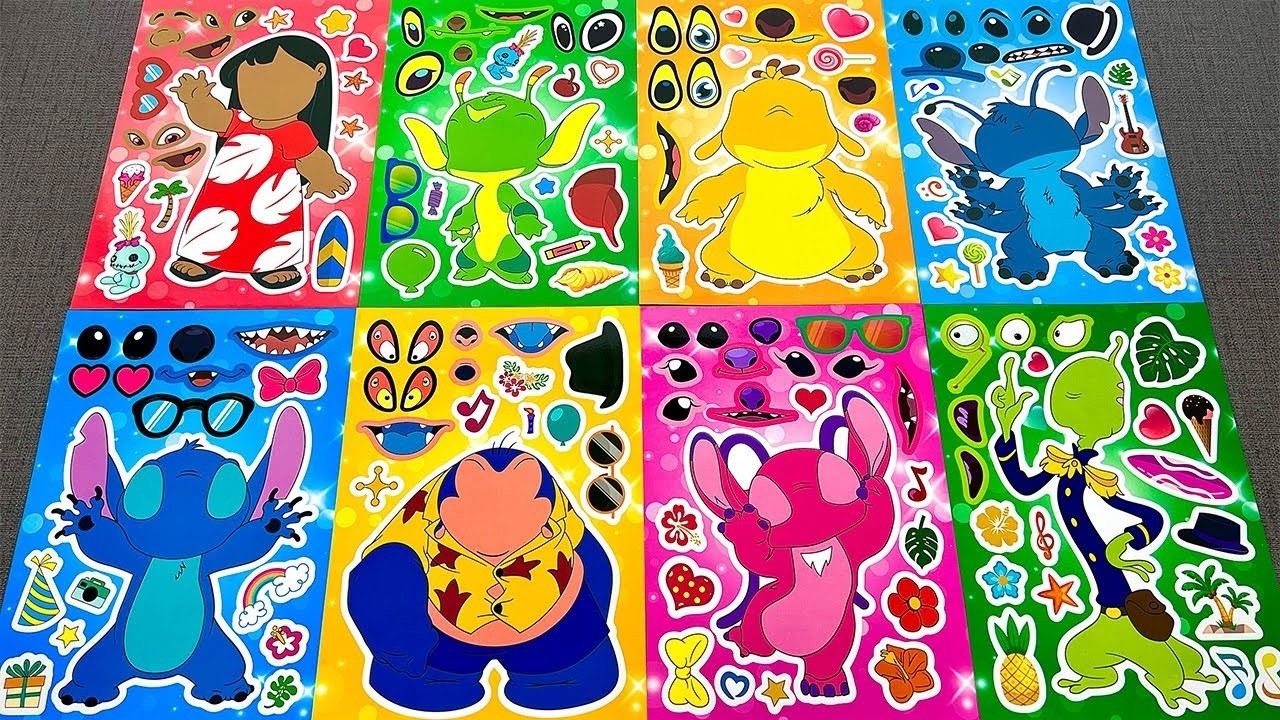 [👽Paper DIY👽] Lilo and Stitch DIY Giant Activity Book 🌺 Stickers, Coloring & Characters | ASMR Paper
