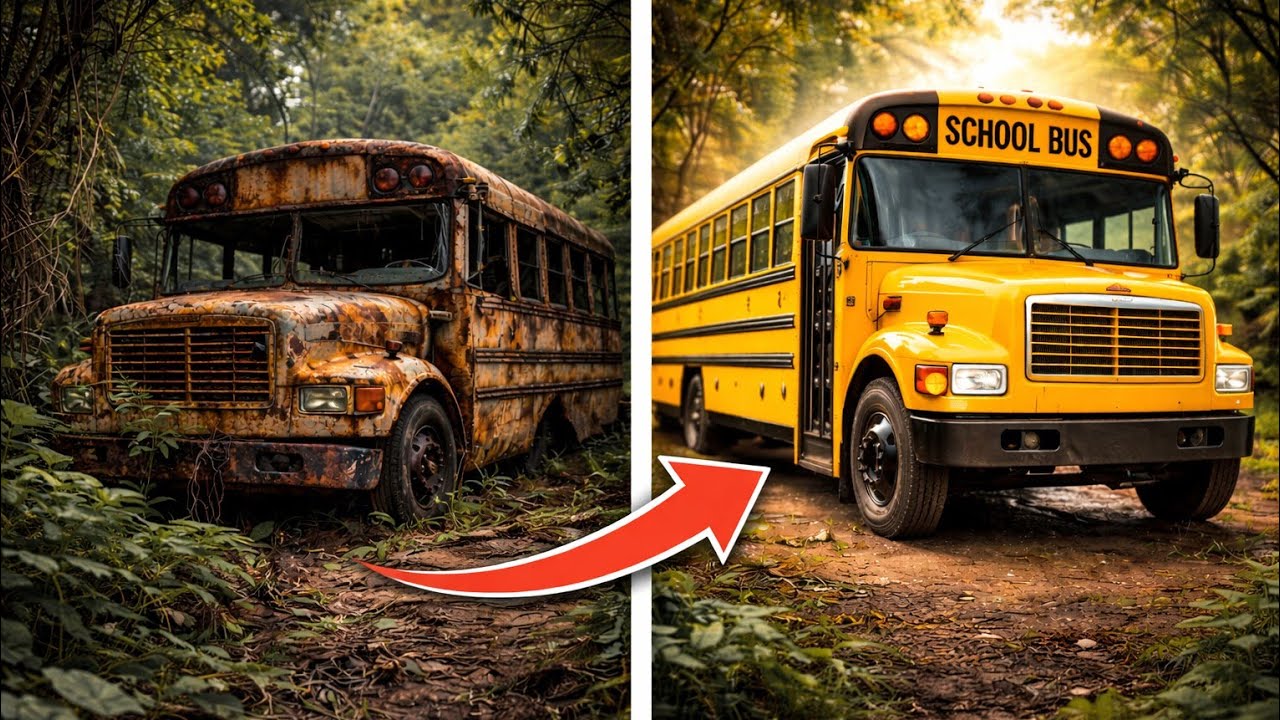 ASMR School Bus Restoration – Abandoned 1990s Bus Full Rebuild