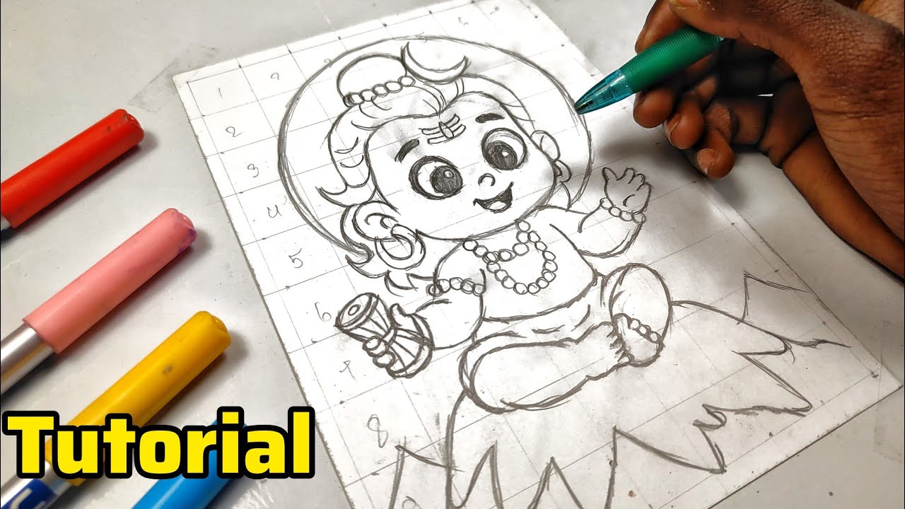 How to Draw Cute Shiv Ji 🕉️ | Easy Bal Shiva Drawing Step by Step