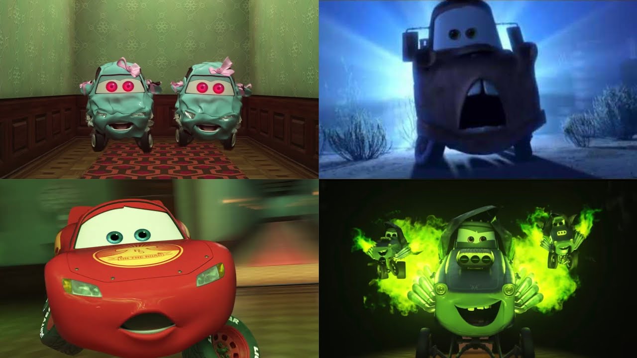 Twin Ghost Cars 🆚 Desert Scare Mater 🆚 Red Shock McQueen 🆚 Green Flame Monsters