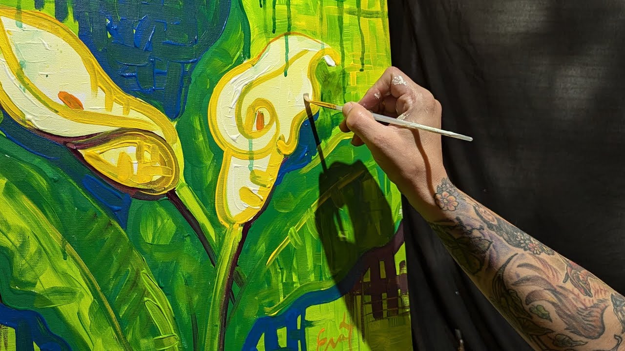 Cala lily painting in 25 min | fast art, acrylic on canvas | Eva Salyer Art