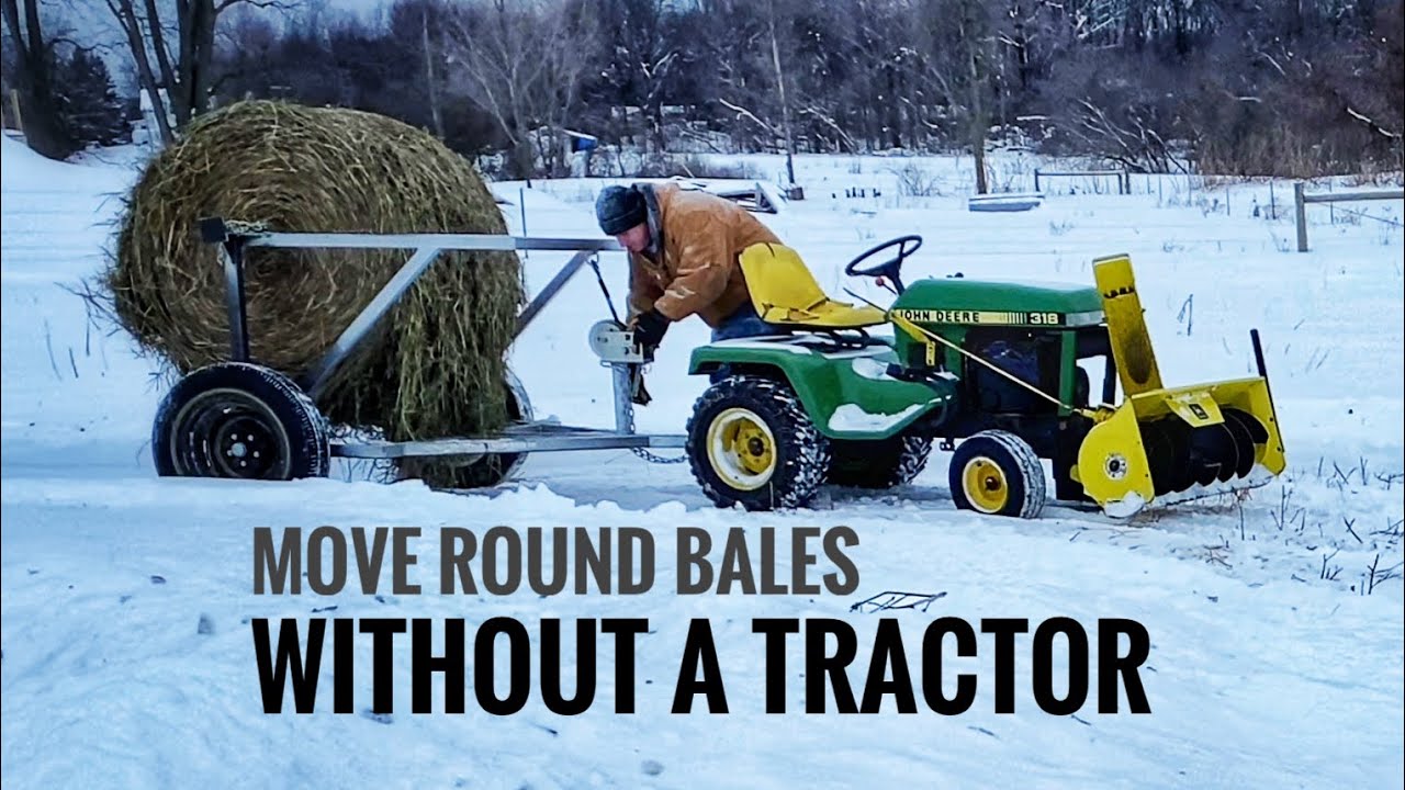 How to move and feed round bales on the homestead, without a tractor