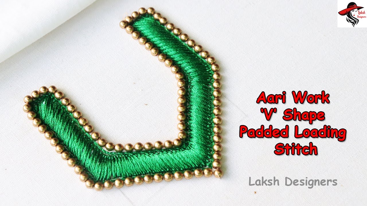 Aari Work V Shape Padded Loading Stitch Tutorial | aari work basic stitches online class in tamil
