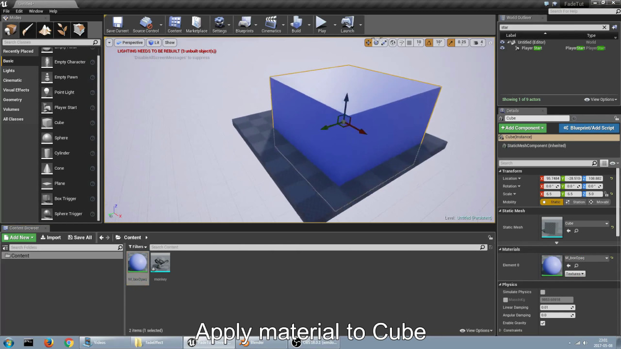 UE4 - Fade object from opaque to semi transparent