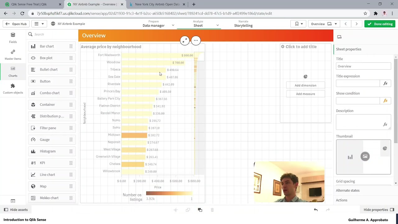 4 - Customizing charts and the sheet | Qlik Sense Dashboard from Scratch