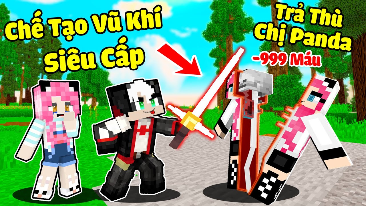 REDHOOD THỬ THÁCH CHẾ TẠO VŨ KHÍ SIÊU CẤP TRONG MINECRAFT*REDHOOD TROLL PANDA BẰNG BẢO BỐI CỦA PRO