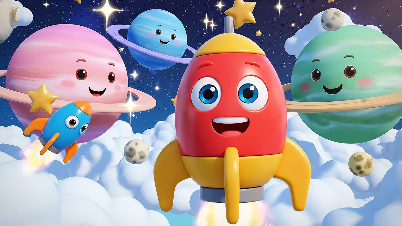 Cinco Pequeños Cohetes de Juguete ¡Whoosh! | Canción del Espacio y Números para Niños